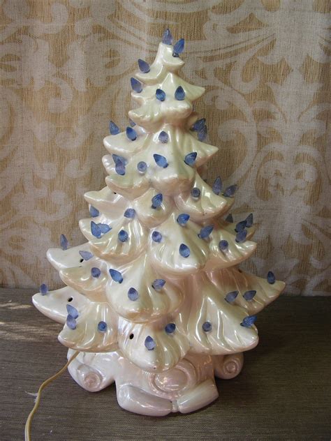 Vintage CHRISTMAS TREE White Ceramic Large Lighted Holiday