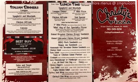 Menu at Christy’s Pizza pizzeria, Newark