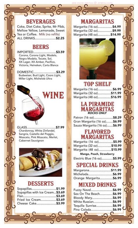 Menu at El Molino Mexican Restaurant, Warrior