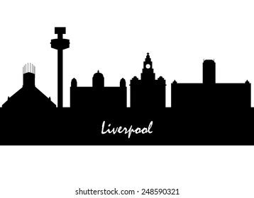 Liverpool Skyline Typography Design Stock Vector (Royalty Free ...