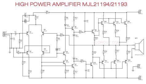 High Power Audio Amplifier MJL21194, MJL21193 - Electronic Circuit