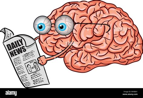 Vector illustration of funny brain reading newspaper Stock Vector Image & Art - Alamy