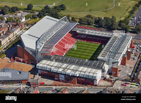 An aerial view of Anfield stadium, home of Liverpool FC Stock Photo ...