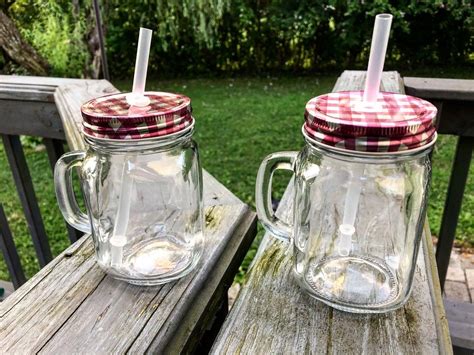 5 mason jar mugs with lids and straws red | Etsy