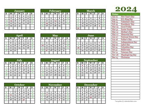 2024 Yearly Calendar Template Word Download - Pru Lynnett