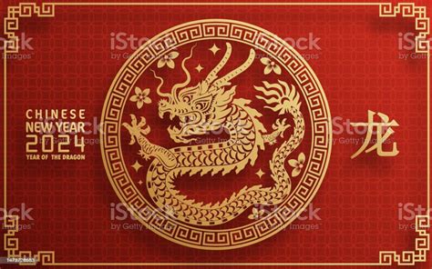 Frohes Chinesisches Neujahr 2024 Jahr Des Chinesischen Drachen Tierkreises Mit Auf Farbigem ...