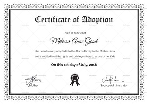 Adoption Certificate Design Template For Blank Adoption Certificate ...