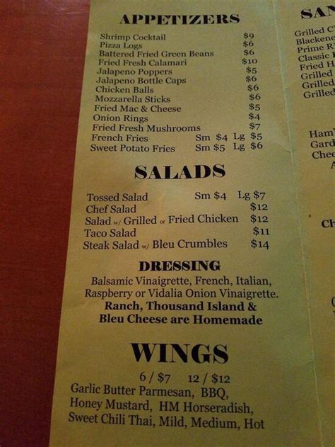 Menu at The Shamrock Bar and Grill, Gabriels, 83 Co Hwy 55