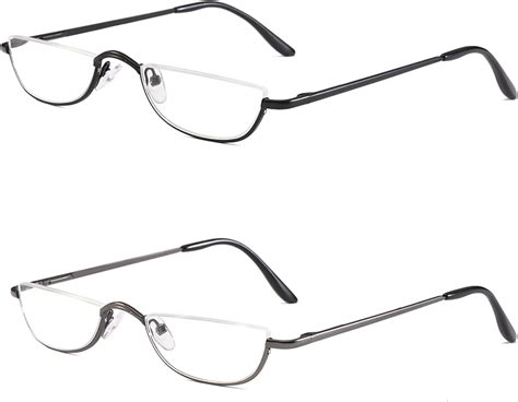 KoKoBin Half Reading Glasses - 2 Pairs Half Rim Metal Frame Glasses Spring Hinge Readers for Men ...