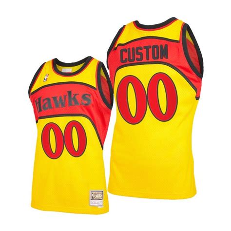 Men Custom Atlanta Hawks Yellow 2021 Reload 2.0 Jersey Throwback ...