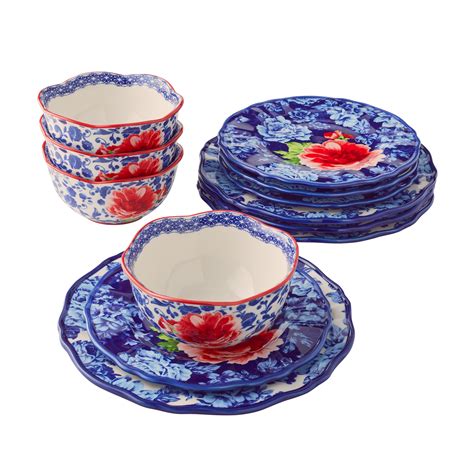 The Pioneer Woman Heritage Floral 12-Piece Stoneware Dinnerware Set ...