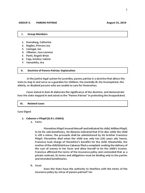 The State as Parens Patriae: Analyzing Cases Where the State Acted to Protect the Interests of ...