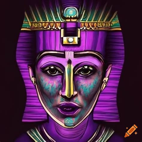 Egyptian face with purple pattern tattoo on Craiyon