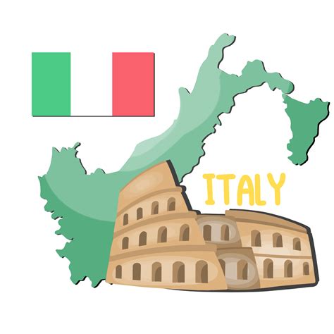 Rome famous place with national flag and map of Italy 14971403 PNG