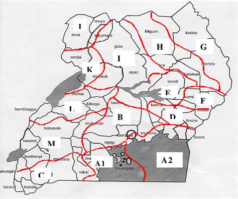 Map of Uganda showing the climatic zones of Uganda that were used in ...