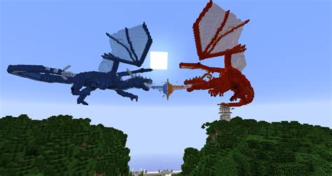 Fire and ice dragons. First build I'm proud enough of to share. : Minecraft