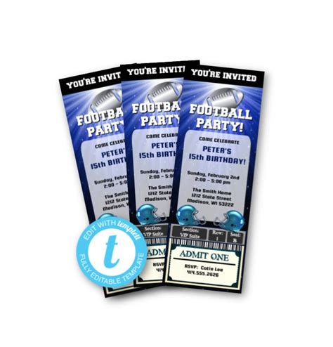 Football Party Invitation Ticket Game Ticket Invite Sports - Etsy