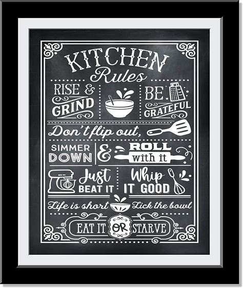 Kitchen Rules Wall Decor, Funny Kitchen Signs, Kitchen Wall Decor, Cute ...