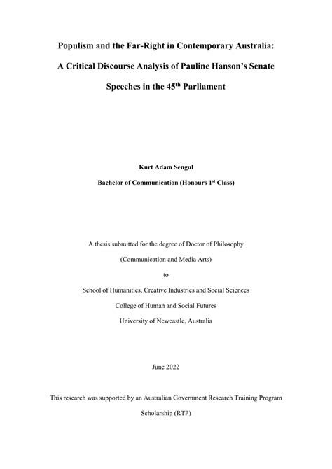 (PDF) Populism and the Far-Right in Contemporary Australia: A Critical ...