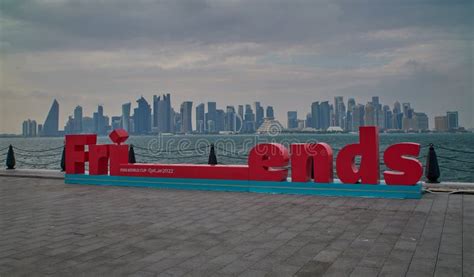 Doha Skyline Sunset View from Old Doha Port (Mina District) in Doha, Qatar Stock Image - Image ...