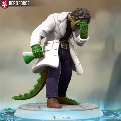 Curt Connors mid-transformation into the Lizard : HeroForgeMinis