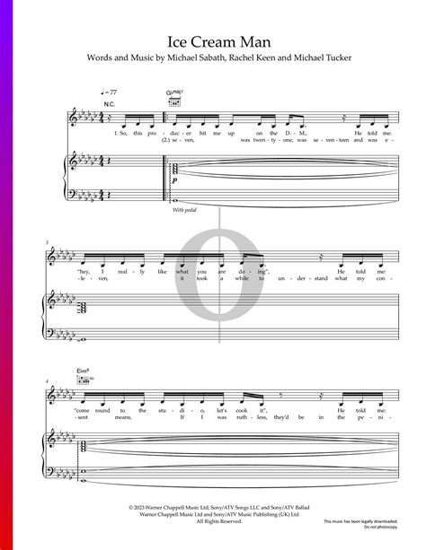 Ice Cream Man (Raye) Piano Sheet Music - OKTAV