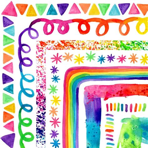 MORE Colorful Rainbow Watercolor Clipart Borders - Rainbow Clip Art Frames PNG | Clip art ...