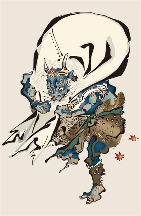 Japanese Fujin ( the god of the wind ) by Kawanabe Kyosai | ai illustrator file | US$5.00 each ...