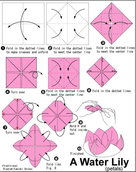 Water Lily template | Quilt Ideas | Pinterest | Simple origami, Origami and Flower