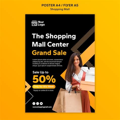 Premium PSD | Geometric shopping mall poster template