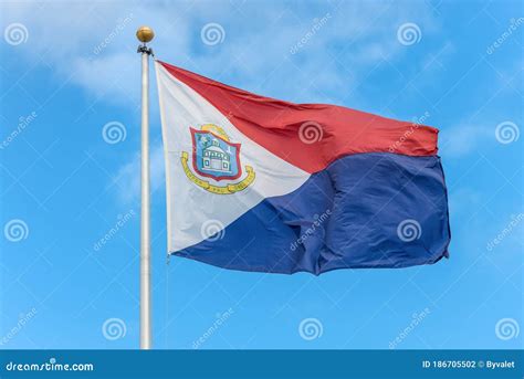 The Flag of Sint Maarten. it is the National Flag of the Dutch Part of Saint Martin Island Stock ...