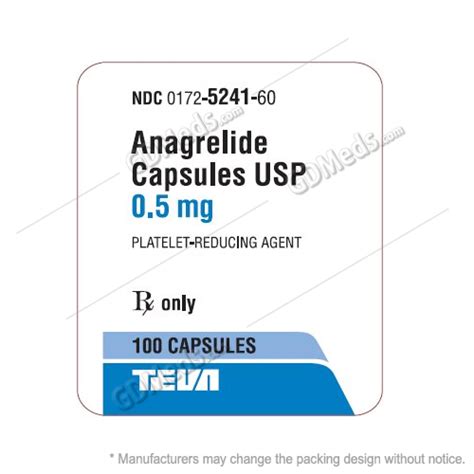 Anagrelide Capsules USP 0.5mg 100s - GDMedz