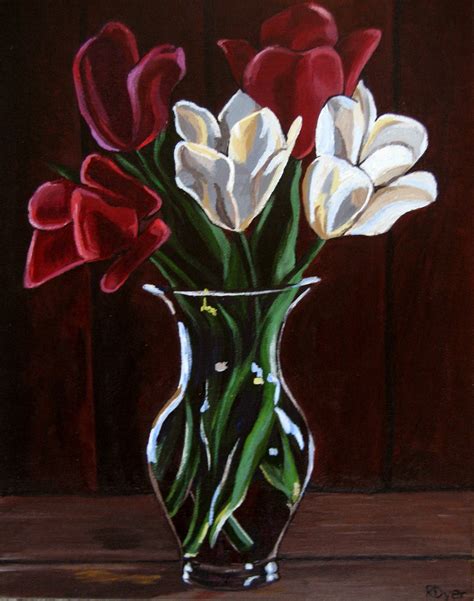 Items similar to Original Acrylic floral Painting - Tulips in a Glass Vase on Etsy