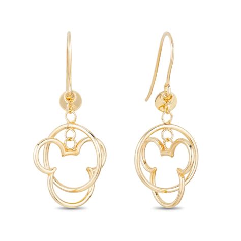 Mickey Mouse & Minnie Mouse Made in Italy Drop Earrings in 10K Gold | Zales