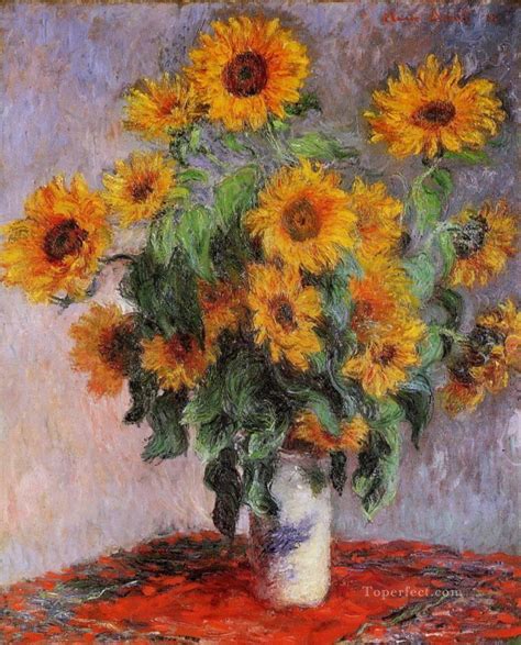 Bouquet of Sunflowers Claude Monet Impressionism Flowers Painting in Oil for Sale