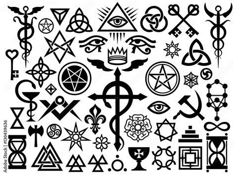 Medieval Occult Signs And Magic Stamps, Sigils, Locks, Knots. Mystic ...