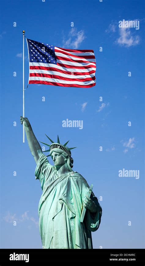 Statue of Liberty holding the American Flag , New York, USA Stock Photo ...