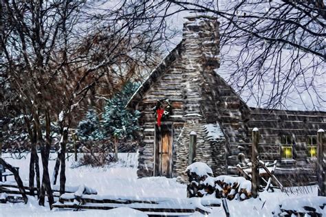 Snowy Winter Log Cabin — Stock Photo © Mshake #39007381