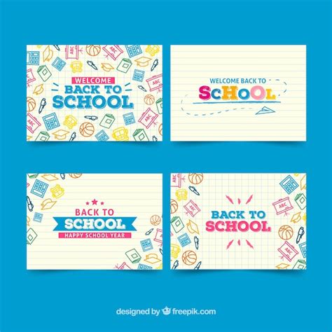 Free Vector | Back to school cards collection