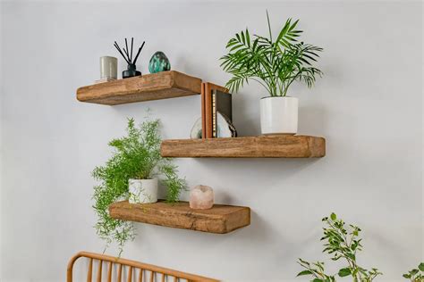 Thick Rustic Reclaimed Style – Natural Oak Shelves – cottage-beams.com