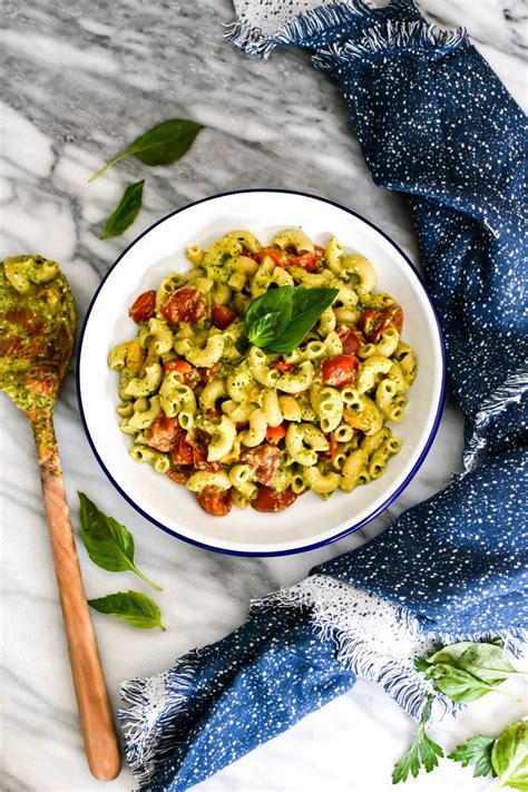 pasta elbows with pesto and fresh tomatoes — MAKE MARY | Elbow pasta recipes, Fresh tomatoes ...