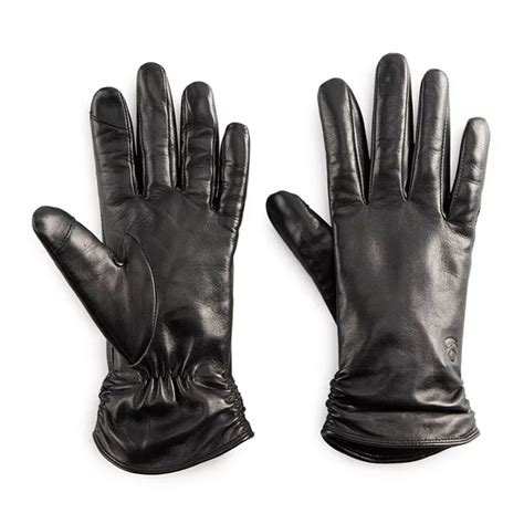 Women's Cuddl Duds® Ruched Leather Touchscreen Gloves