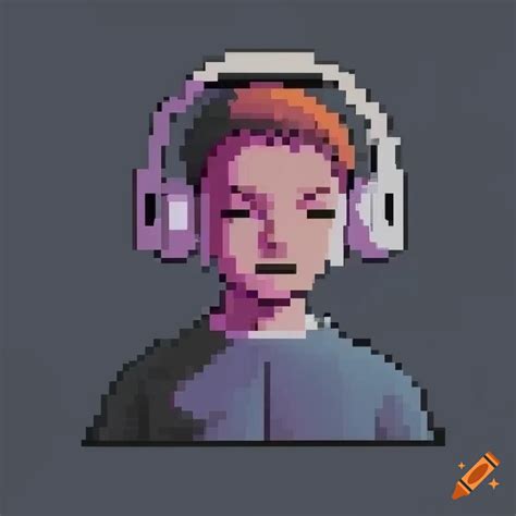 Pixel art of a person listening to music on Craiyon