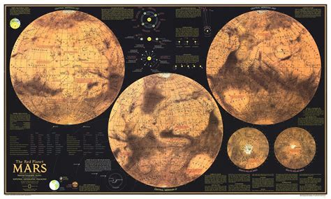 National Geographic Red Planet Mars Map 1973 | Maps.com.com