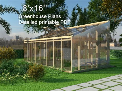 8x16 Greenhouse Plans, Wood Green House Plan - Etsy