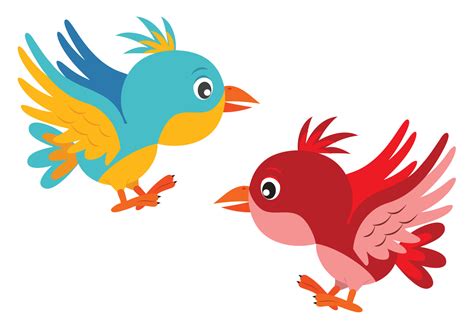 Vector Illustration of two different colored flying birds. Cartoon Bird 4707339 Vector Art at ...