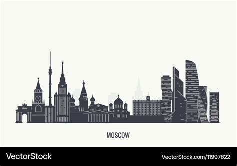 Moscow skyline silhouette Royalty Free Vector Image