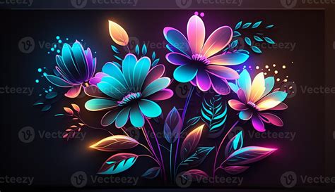 Neon Bloom. A Colorful Floral Symphony. Colorful neon flowers ...