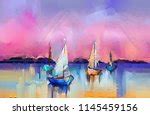 Boats Seascape Painting Sunrise Free Stock Photo - Public Domain Pictures