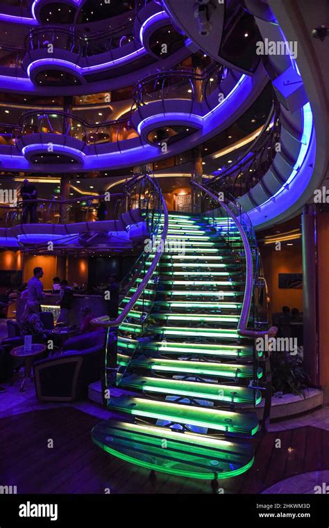 Royal Caribbean cruise ship interior lobby at night - Alaska cruise to ...